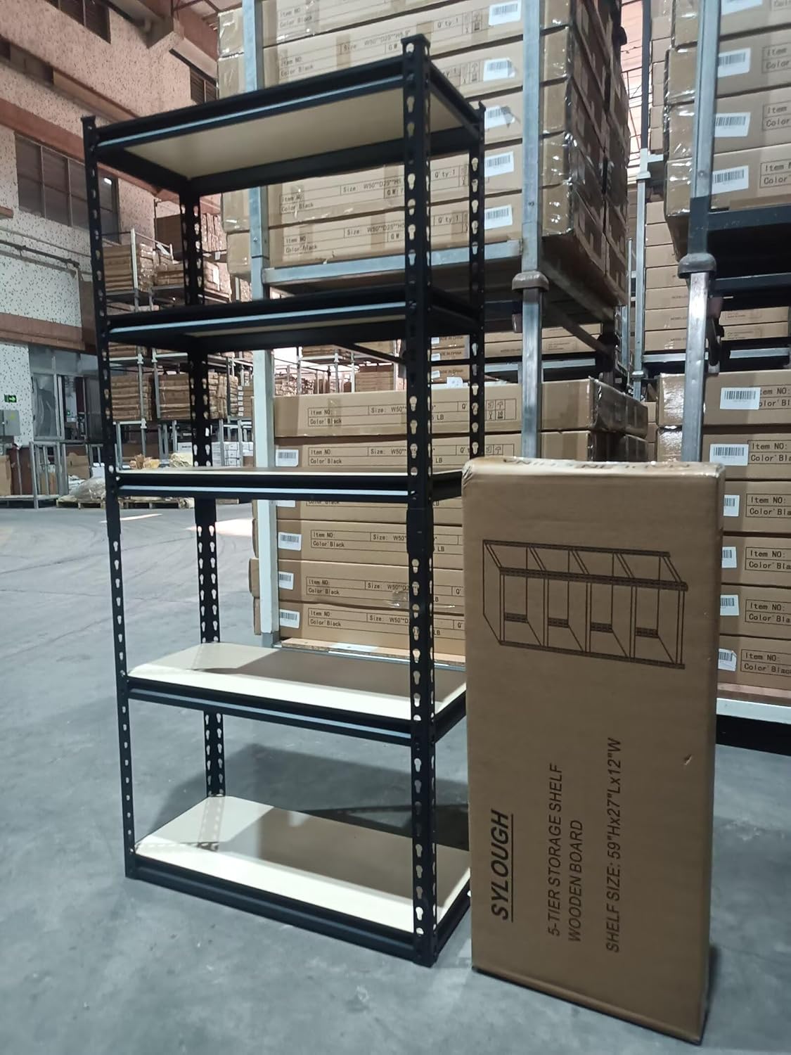 28" W Father&I Industrial Heavy-Dudy Garage Shelving Units/Systems: Metal 5-Tier Storage Shelves Adjustable for Basement/Closet/Tote/Kitchen/Pantry Organization, 60" H*28W *12.2" D, Black