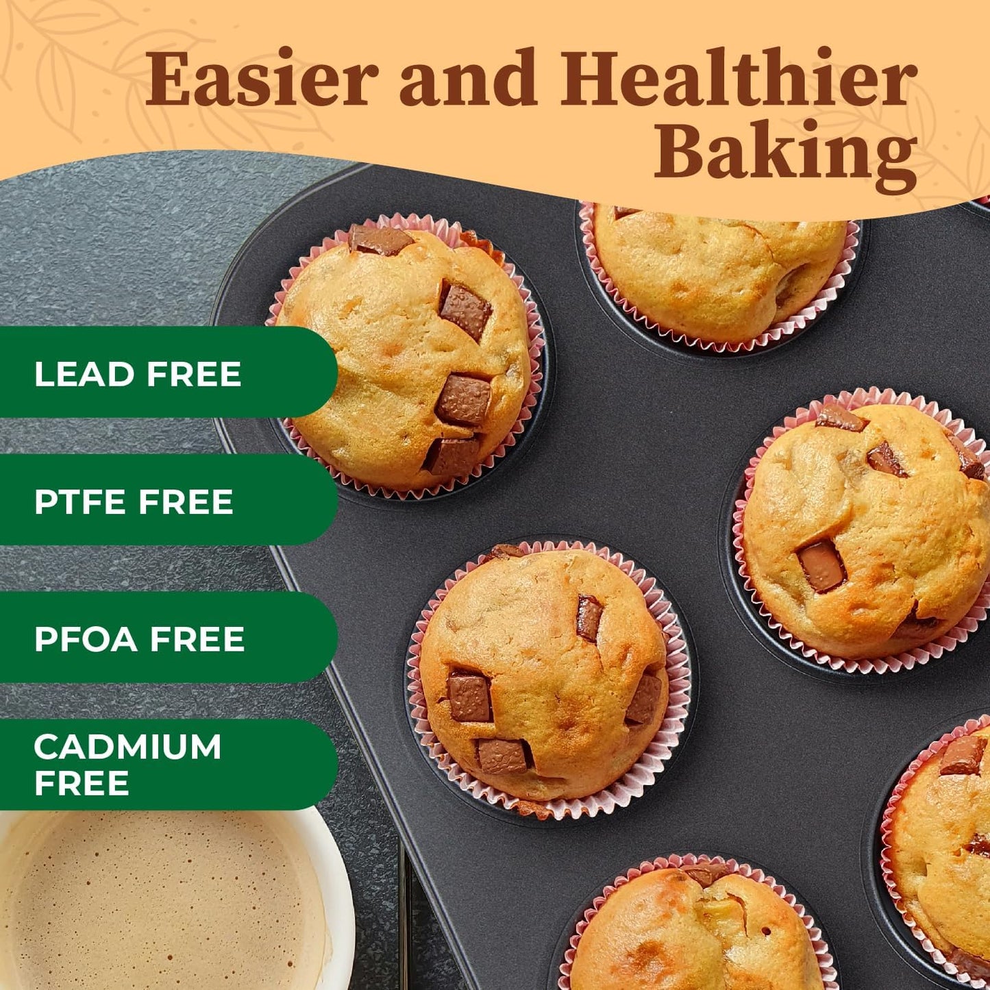 CARTMAN 1 Muffin Pan with 200 Cupcake Liners, Nonstick 12-Cup Muffin Tin, Carbon Steel Cupcake Pan for Baking Muffins, Egg Bites, Brownies & More