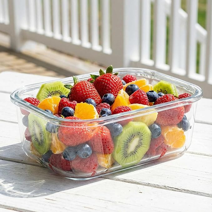 2 Pack 63oz Large Glass Storage Containers with Lids Big Airtight Glass Food Storage Containers for Storing food, vegetables or fruits, BPA Free, Freezer Dishwasher Oven Safe (gray)