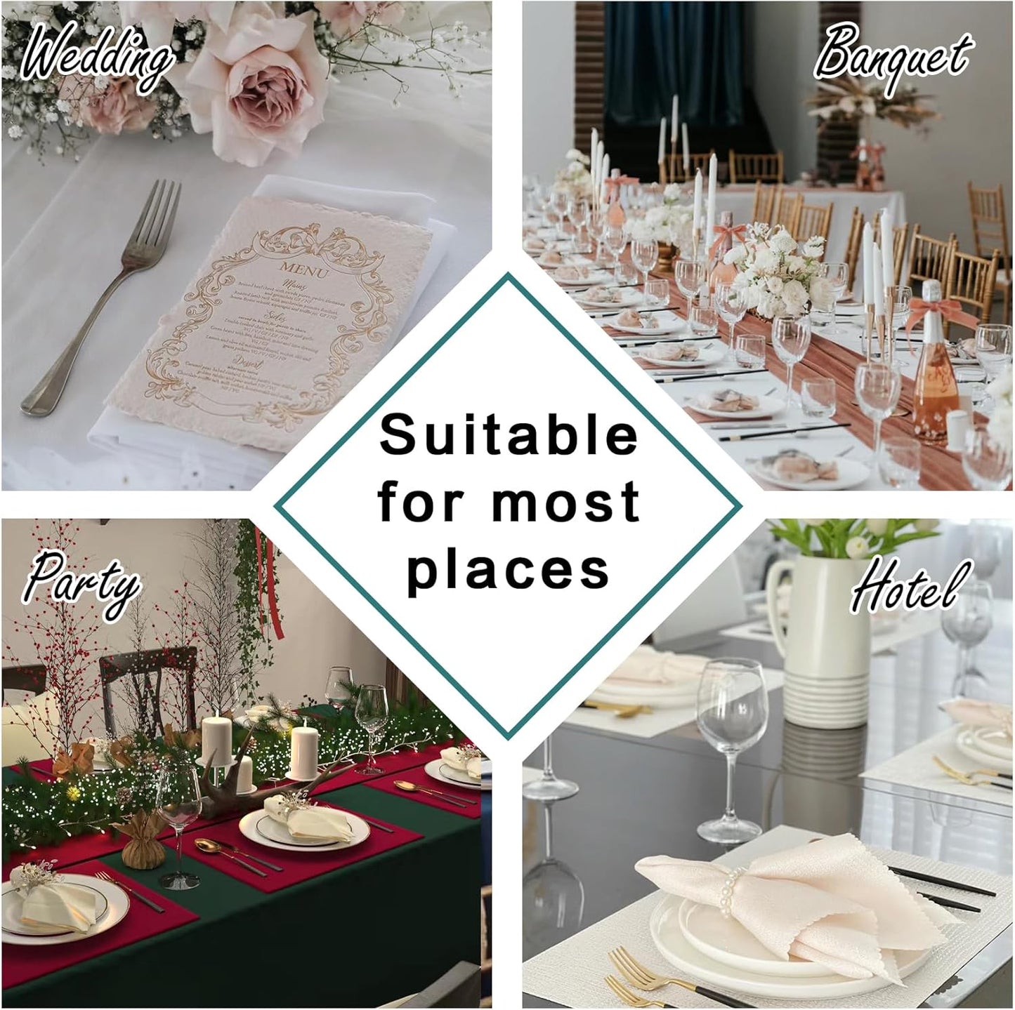 Bailarina Cloth Napkins Set of 120,17x17 inches Dinner Napkins Cloth Washable,Polyester Square Table Cloth Napkin Bulk with Hemmed Edges Ideal for Banquets, Parties and Weddings-Purple