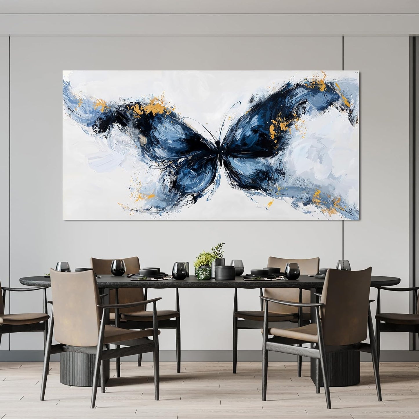 TAIJXAGSG Abstract Canvas Wall Art Decor Large Wall Art For Living Room Black Abstract Art Abstract Canvas Art Wall Butterfly Artwork For Room Posters Wall Art Office Decor 29"X 58" Artwork For Walls