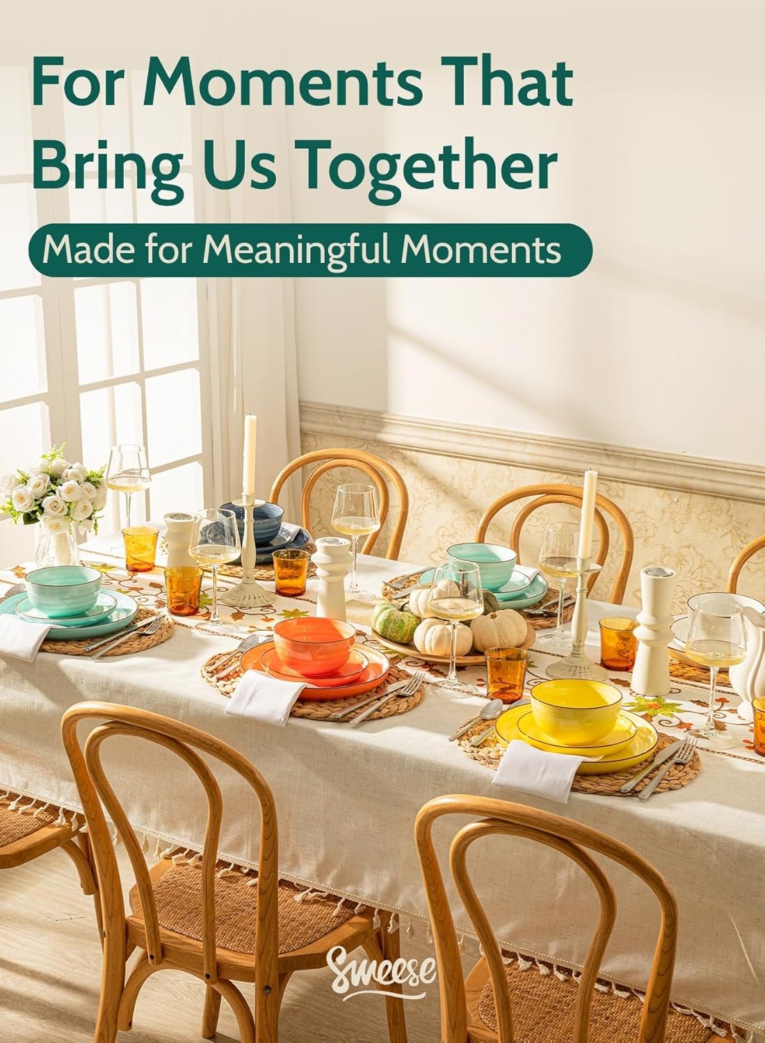 Sweese 10 Oz Ceramic Ice Cream Bowls, Set of 6 - Multicolor Dessert, Cereal, Soup Bowls, Dishwasher Microwave Safe