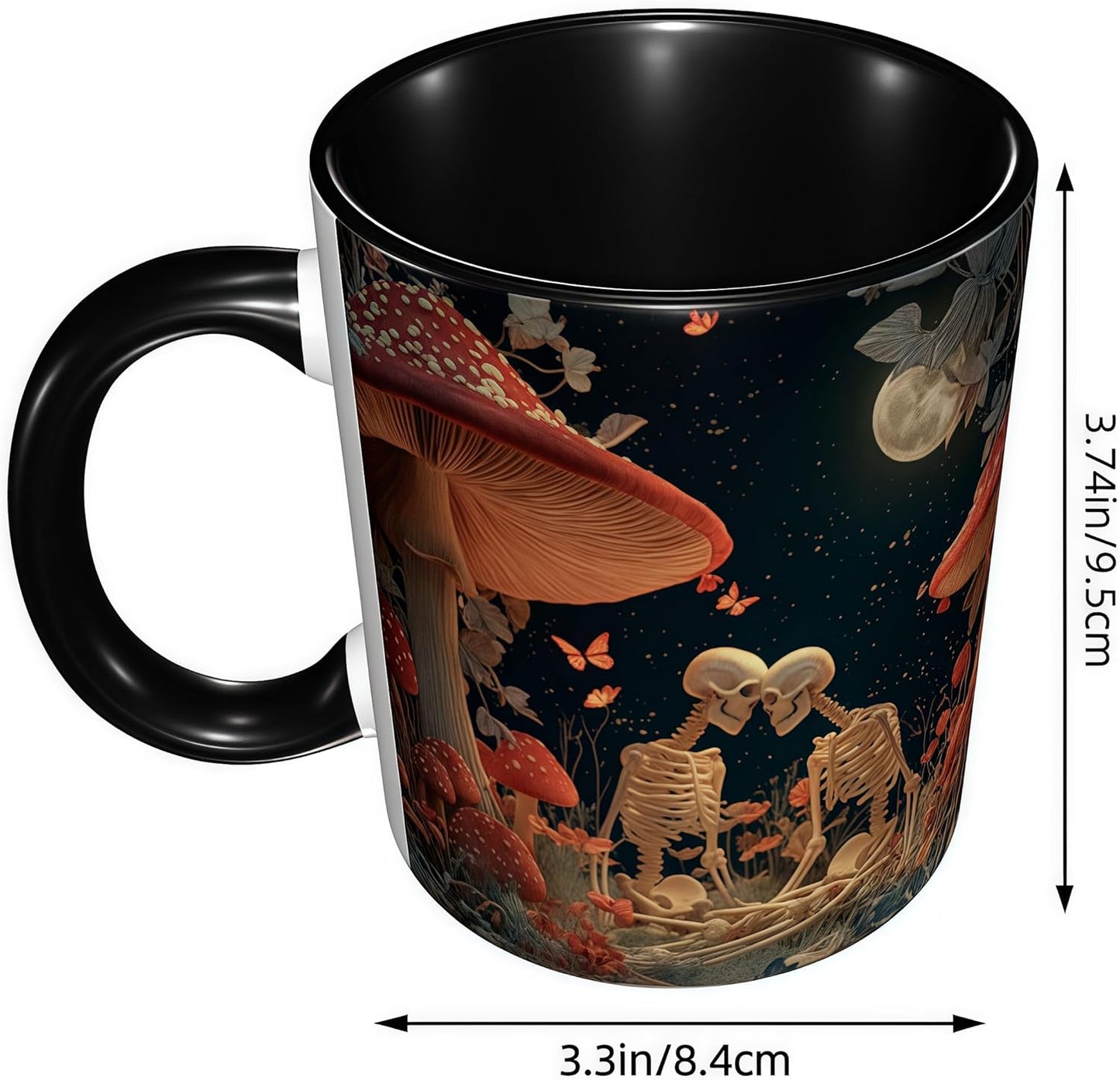 FyLybois Skull Coffee Mug Ceramic Coffee Cup with Handle Microwave Safe for Home or Office Gifts for Women and Men (Mushroom)