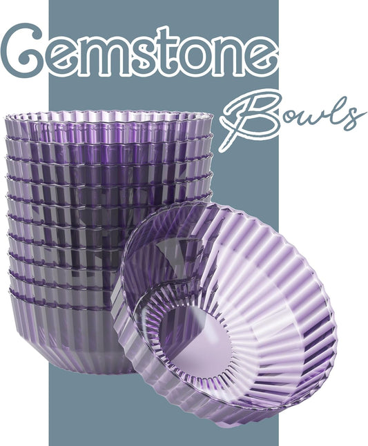 Exquisite Purple Plastic Bowls Disposable - 16 Oz - 20 Count - Disposable Soup Bowls - Great for Weddings Parties And Formal Occasions