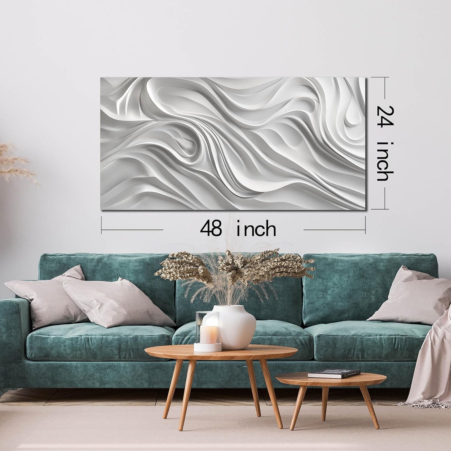 AOZEMI Abstract Canvas Art Wall Decor Modern White Wall Art Prints Large White Artwork for Walls Bedroom Office Kitchen Wall Decor 24" X 48"