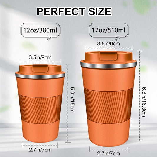 Coffee Travel Mug 12oz Insulated Coffee Mug with Lid Portable Spill-Proof Coffee Mug No Handle Reusable Stainless Steel Cup Keeps Cold and Hot Suitable for Car, Daily, Travel and Gifts