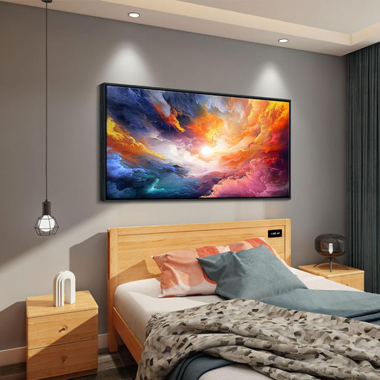 Pogusmavi Framed Wall Art for Living Room - Colorful Abstract Canvas Wall Art - Glass Paintings for Wall Decorations - Large Wall Decor - Art Work for Office Contemporary Home 29×58in