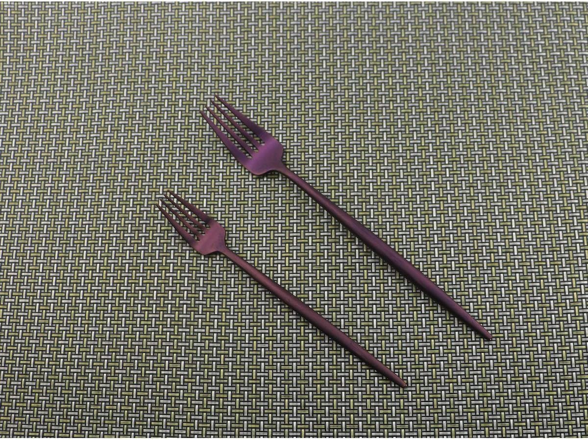 Flatware Set for 2, Luxury 10 Pieces Purple Plated Copper Color 18/10 Stainless Steel Silverware Flatware Sets Spoons Knives and Forks Set, Service for 2