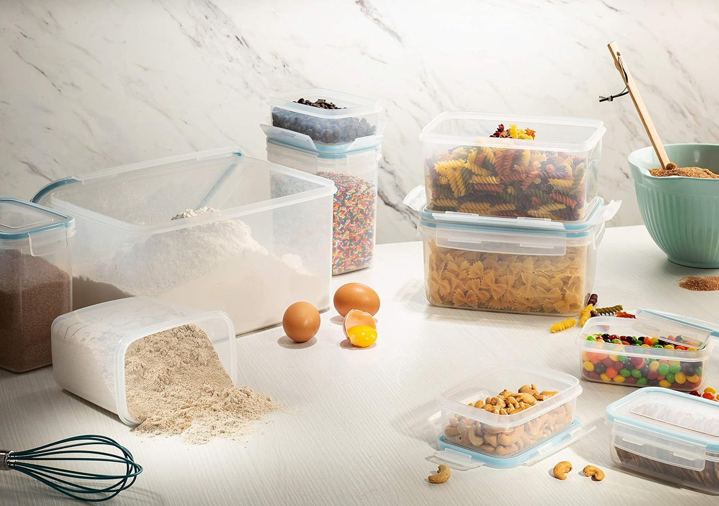 Komax Extra Large Food Storage Bins with Lids for Cat & Dog (48.6 Cups) – Water & Airtight Container- w/Handles – BPA-Free (13.4” x 9.8” x 7”)