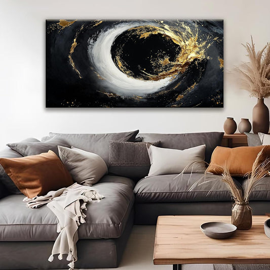Tsomzxng Abstract Wall Art For Living Room Modern Canvas Art Wall Decor Print Painting Abstract Wall Decor Pictures Black And Gold Wall Art Picture For Bedroom Hotel Home Artwork 24 X 48 Inch