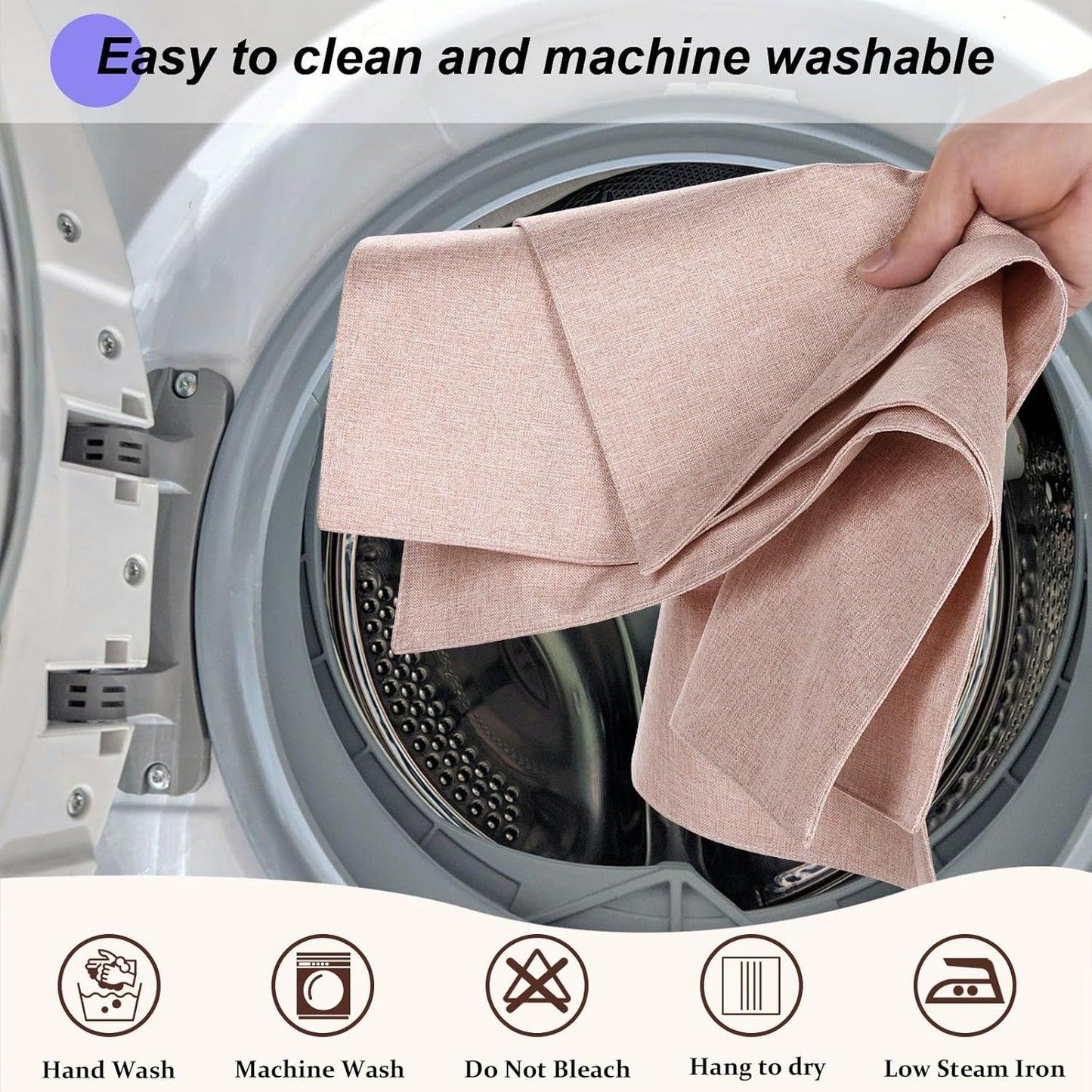 Cloth Placemats Set of 6, Cotton Linen Blend Machine Washable Double Layered Durable Place Mats Heat Resistant Placemats Wrinkle Free Thick Fabric Dining Table Mats (Light Linen, 6)