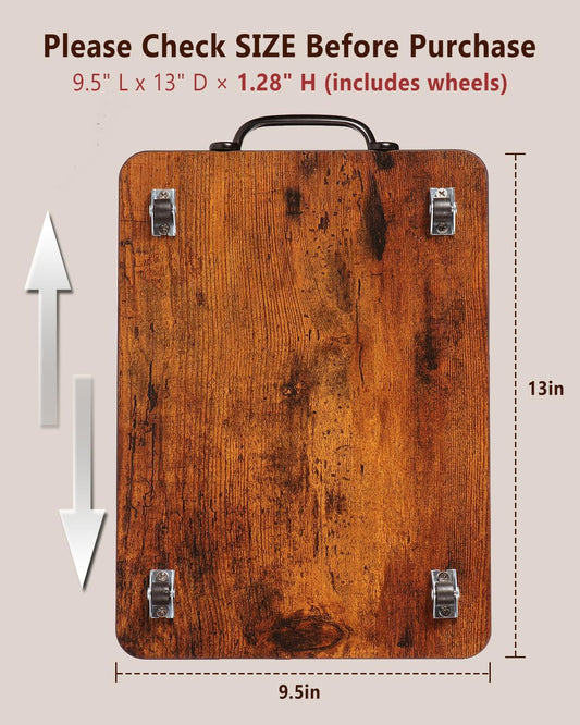 Appliance Slider, Sliding Tray for Coffee Maker, Coffee Pot Slider for Countertop, Kitchen Appliance Rolling Tray with Rubber Wheels (Rustic Brown, Medium - Long (9.5” X 13”))