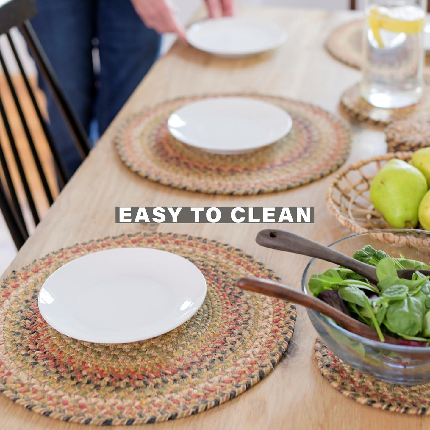 Homespice Kingston Jute Braided Long Table Runner, Warm Country Decor, Multicolor Rectangle 11x36 - Rich Colors, Easy to Clean, Durable and Protects Furniture