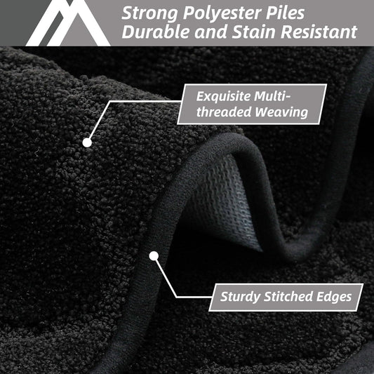 COSY HOMEER Soft Kitchen Floor Mats for in Front of Sink Super Absorbent Kitchen Rugs and Mats 20"x79" Non-Skid Kitchen Mat Standing Mat Washable,Polyester,Black