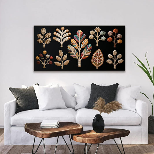 Tsomzxng Boho Wall Art Chic Home Modern Black Wall Art Painting Multicolor Prints Canvas Wall Art Decor For Living Room Bedroom Apartment Kitchen 24" X 48" Ready To Hanging