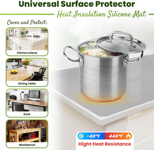 Large Silicone Mat 28" x 20" Thick Heat Resistant, Kitchen Counter Mat Waterproof - Coffee Machine, Glass Top Stove Cover Countertop Protector for Air Fryer, Baking (Semi-Translucent)