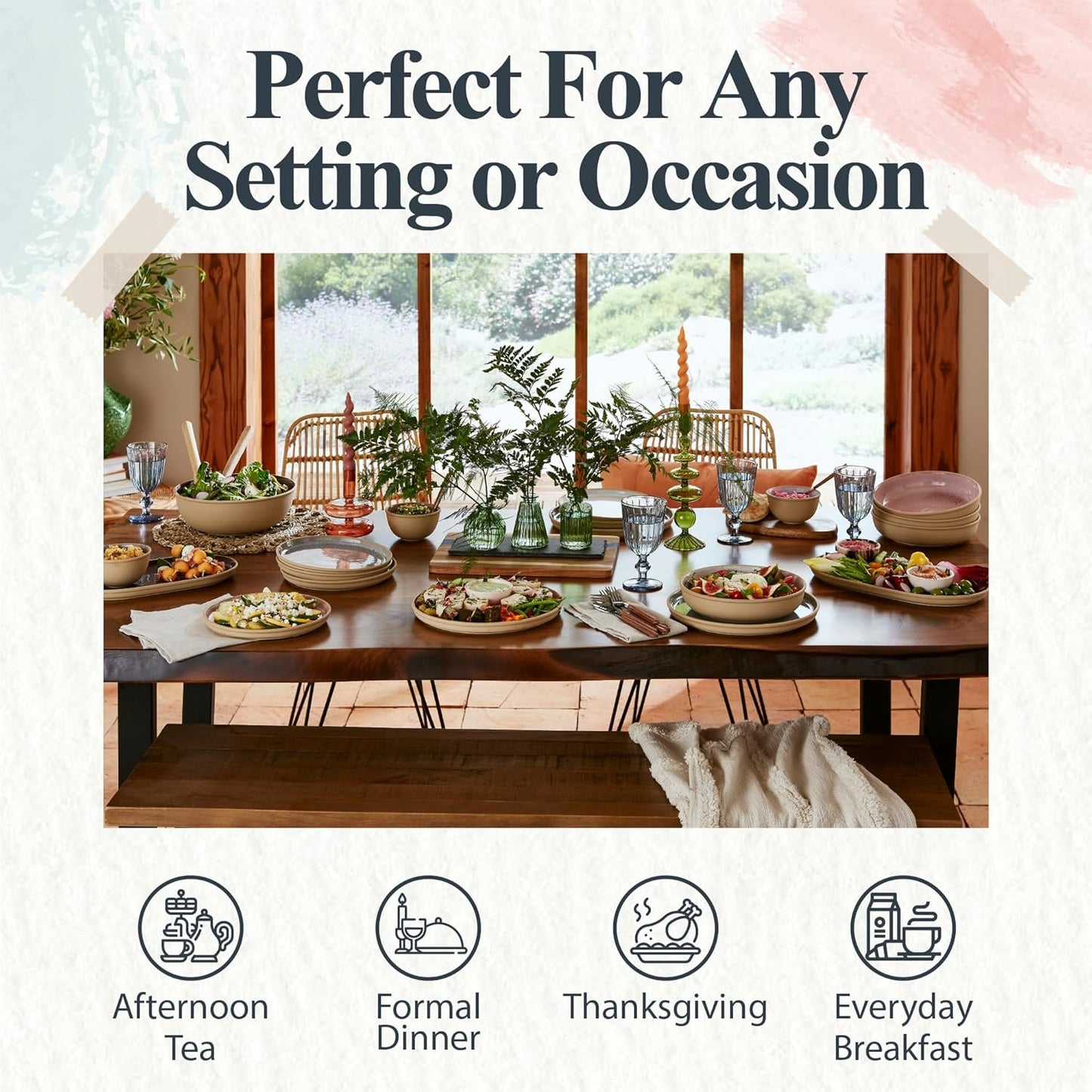 Portmeirion Minerals 10.5" Dinner Plate, Moonstone (Set of 4) - Contemporary Stoneware Platter, Stylish for Dining, Microwave & Dishwasher Safe - Ideal for Kitchen Entertainment, Made in Portugal