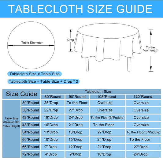 Hiasan Round Linen Tablecloth 90 Inch - Wrinkle and Stain Resistant Washable Polyester Fabric Table Cloth for Dining Room Kitchen Party, Black