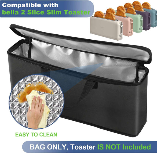 Carrying Bag for Bella 2 Slice Slim Toaster, Portable Outdoor Toaster Travel Carrier Bag Case for Bella, Waterproof & Heat-Resistant 2 Slice Bread Maker Bag with Aluminum Foil Lining