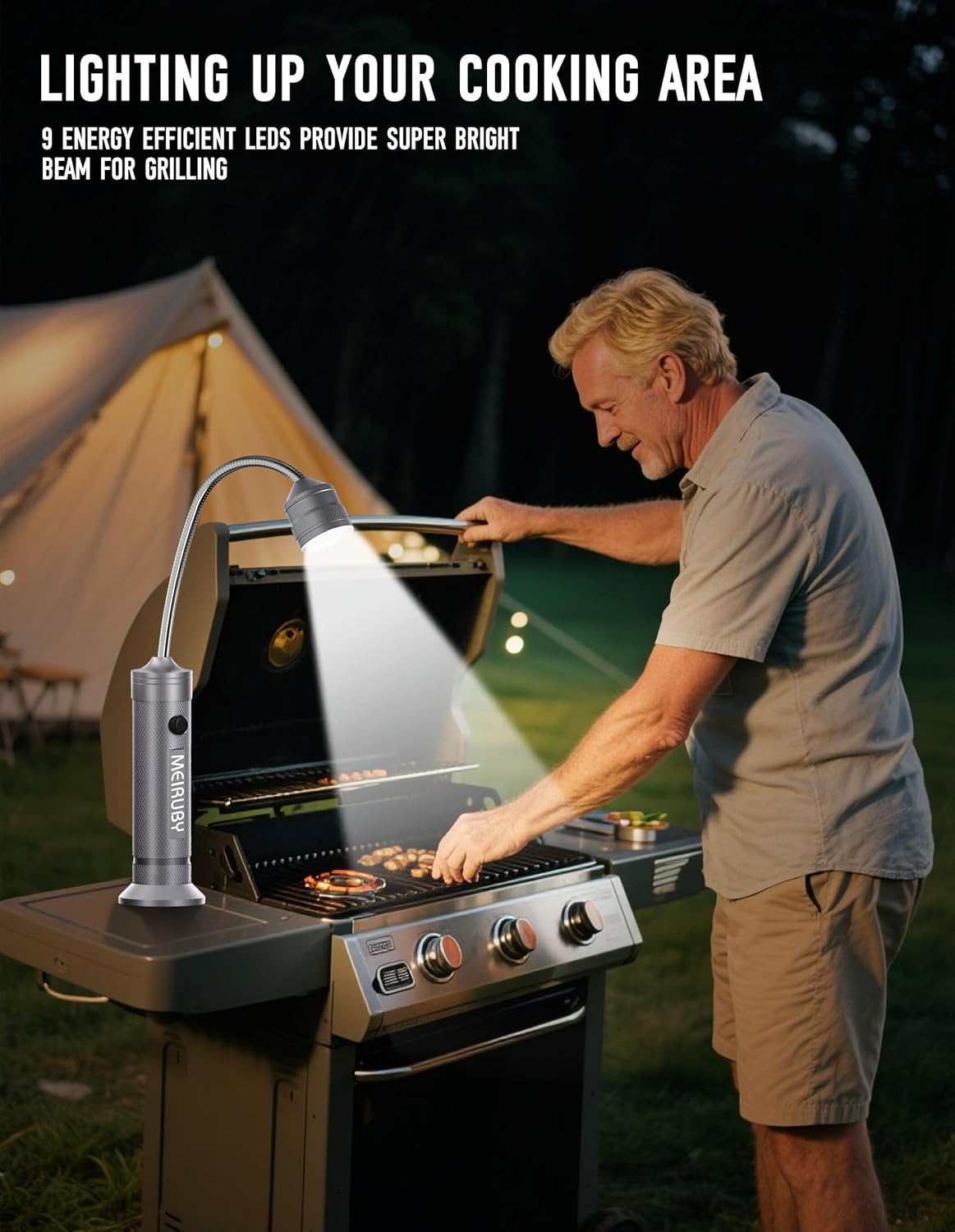 Grill BBQ Stocking Stuffers for Men Adults, 2-Pack Magnetic Barbecue Grill Light: BBQ Grilling Blackstone Griddle Accessories for Outdoor Grills, Birthday Christmas Gifts for Men Dad Husband Grandpa