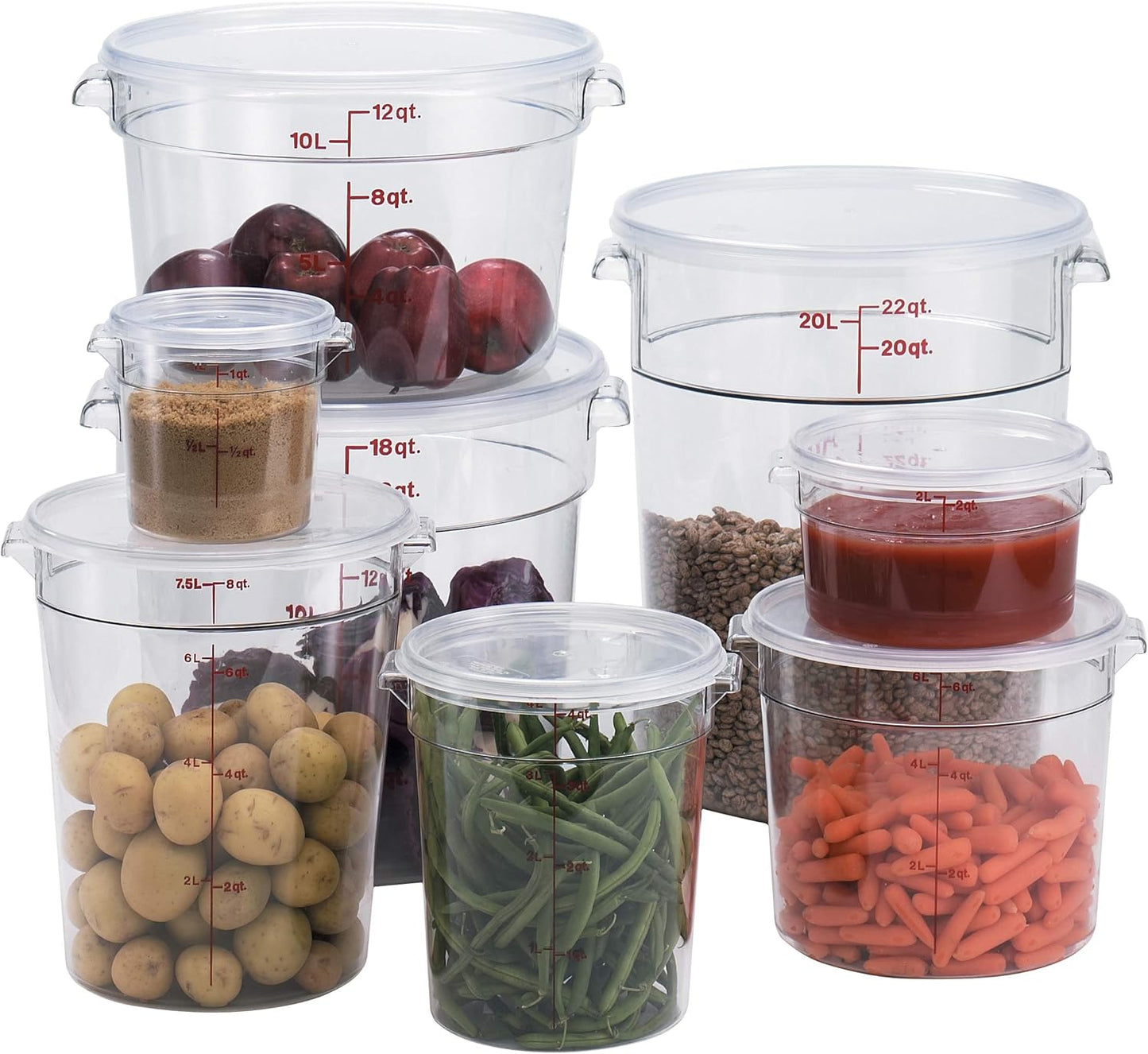 Cambro Food Storage Container (6 Pack) - Round Series - 18 QT (Quart) - Commercial Grade for Food Prep (Clear)