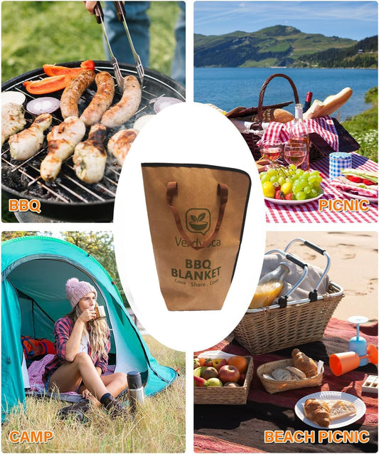 BBQ Blanket for Resting Brisket 21”×16”, Breathable Insulated Meat Wrap for Competition & Camping, Reusable Barbecue Pork Butt Holder, Portable Smoking Accessory, Updated Pro Tyvek Brown