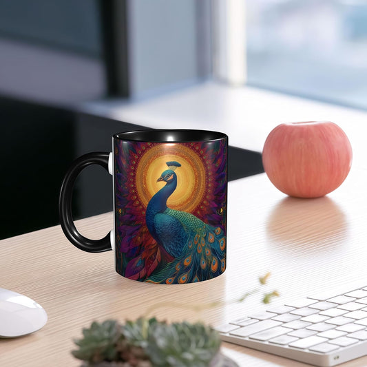 FyLybois Peacock Coffee Mug Ceramic Coffee Cup with Handle Microwave Safe for Home or Office Gifts for Women and Men