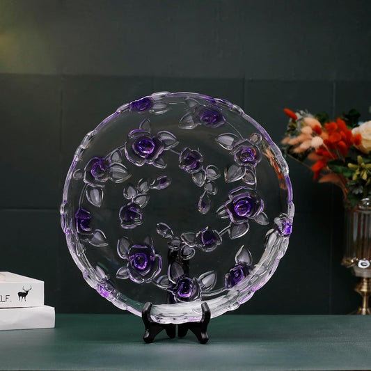 MAGCOLOR Purple Rose -shaped Large Decorative Bowl-13 inch Diameter, Modern Handicraft Pink Bowls for Home Decor, Decorative Fruit Bowl for Kitchen Counter, Stylish Key Bowl for Entry Table, (Purple)