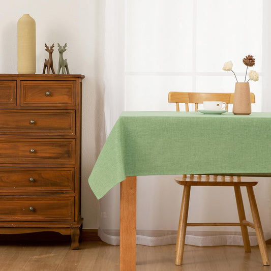 Hiasan Faux Linen Rectangle Tablecloth - Wrinkle and Stain Resistant Washable Decorative Fabric Table Cloth for Kitchen Dining Room Holiday Table Cover for Dinner, Sage Green, 60 x 102 Inch