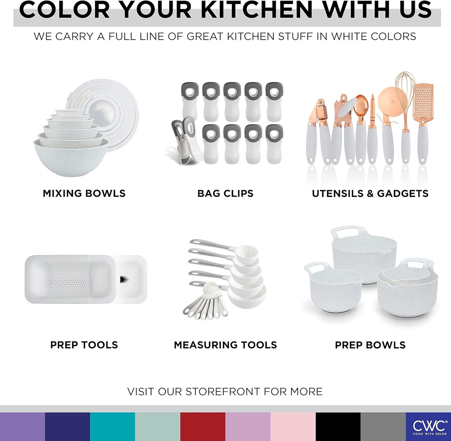 COOK WITH COLOR Bag Clips with Magnet- Food Clips, Chip Clips, Bag Clips for Food Storage with Airtight Seal Grip for Bread Bags, Snack Bags and Food Bags (White, Pack of 20)