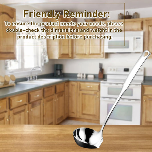 Soup Ladle,SUS 304 Stainless Steel Heavy Duty Ladle with Pour Spout,Kitchen Cooking Serving for Soups,Gravy,Canning,Stews,Heavy,Dishwasher safe 11.8 inch (1Pack)