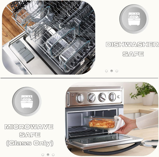 5 Pack 36 Oz Glass Meal Prep Containers with Lids, Reusable Glass Food Storage Containers with Lids, Leak Proof, Microwave, Oven, Freezer and Dishwasher Safe (White)