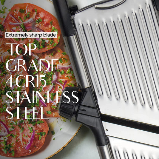 Gramercy Adjustable Mandoline Food Slicer, Mandoline Slicer for Kitchen, Mandolin, Potato, Tomato, Carrot, Vegetable, Fruit and Onion Cutter - Stainless Steel - INCLUDING 1 Pair Cut-Resistant Gloves