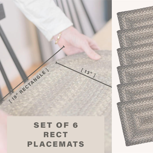 Homespice Grey Cloud Dining Placemats, Warm Country Decor, Set of 6, Grey - 13x19 Rectangle Table Mats - Vibrant Colors, Durable, Easy to Clean and Protects Furniture