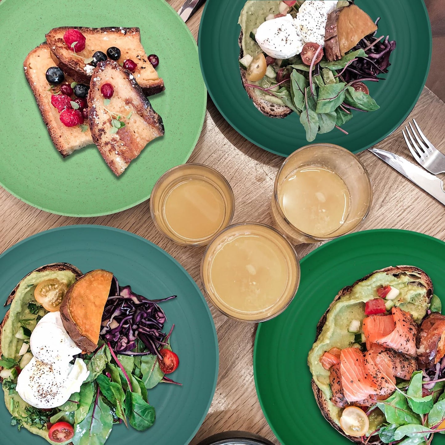 Wheat Straw Plates - 10 Inch Unbreakable Dinner Plates Set of 8 - Modern Dinnerware Dishes Dishwasher & Microwave Safe-Lightweight Plates for kitchen,camping (Forest Series)