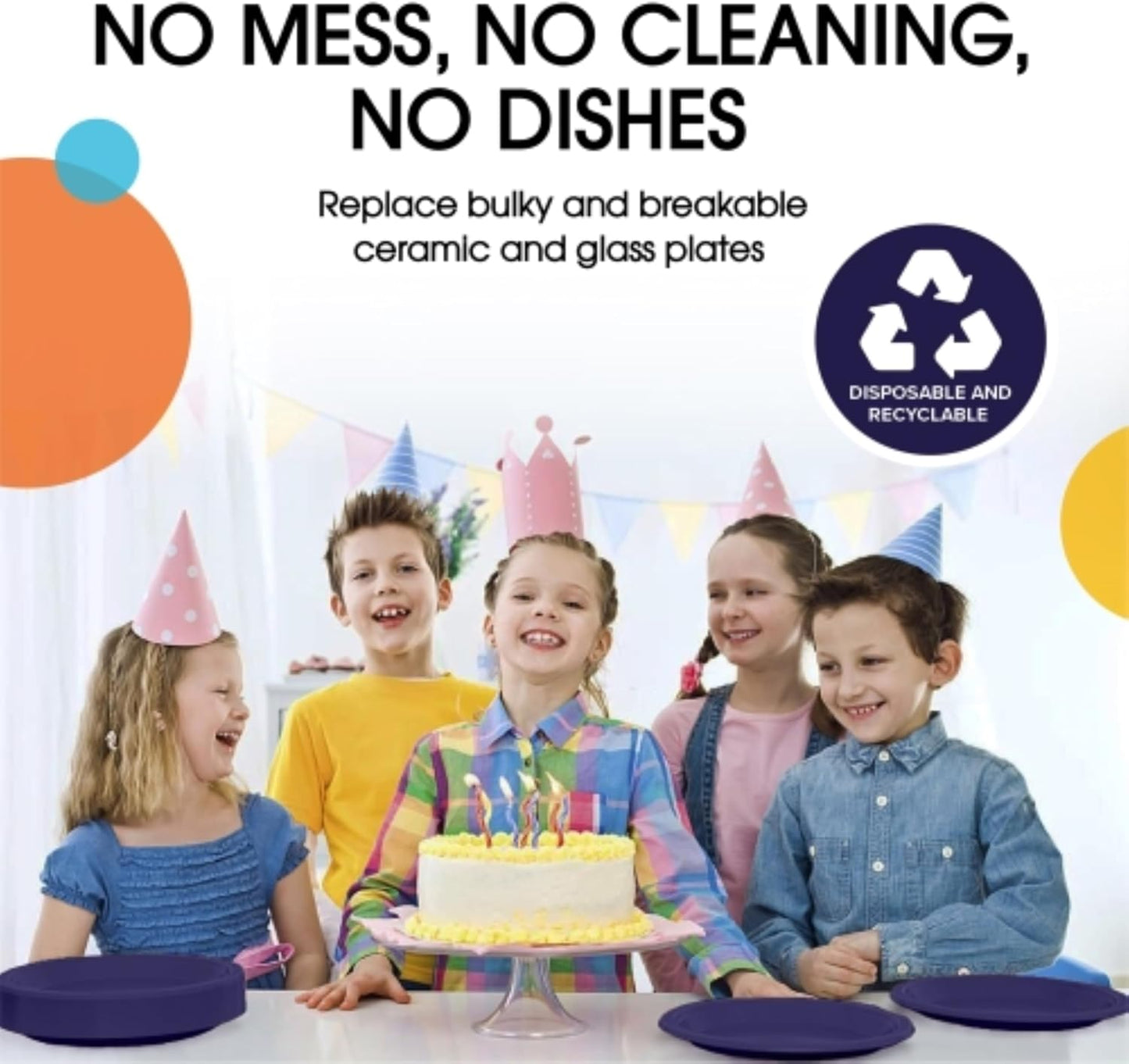 Exquisite Party Solids Deep Purple Plastic Plates For Party Supplies 9" Deep Purple Disposable Plates Heavy Duty 50 Pcs Plastic Dinnerware Sets Heavy Duty 350 GSM Disposable Dinnerware Set