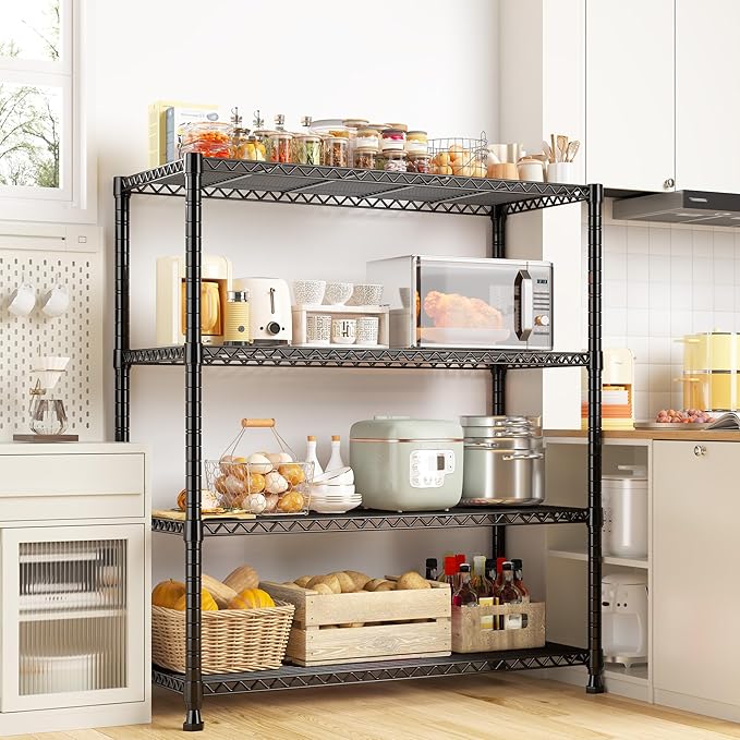 REIBII Wire Shelving Storage Shelves Metal Shelves Heavy Duty Shelving Adjustable Garage Storage Wire Shelf Pantry Shelves for Bedroom Kitchen Rack 35.5''W x 14''D x 59''H