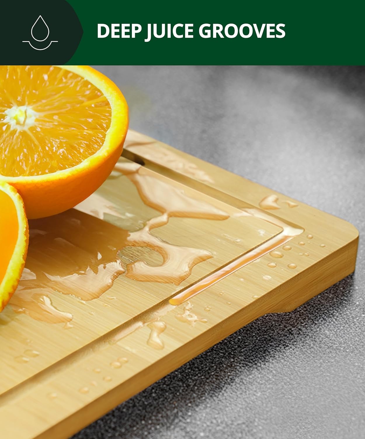 ROYAL CRAFT WOOD Wooden Cutting Boards for Kitchen Meal Prep & Serving - Bamboo Wood Serving Board with Deep Juice Groove Side Handles - Charcuterie & Chopping Butcher Block for Meat