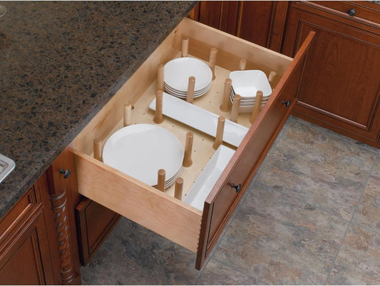 Rev-A-Shelf Pegboard Drawer Divider Organizer, Trim to Fit Wooden Kitchen Cabinet Storage Utensil, Pots & Dish Rack, 39" x 21", 4DPS-3921