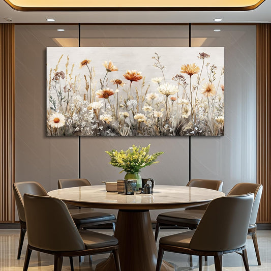 QIYILEXWART Canvas Wall Art For Living Room Large Wall Decor For Office Bedroom Decorations Neutral Wildflower Landscape Pictures Farmhouse Painting Artwork Room Wall Mural Home Decor 30x60 In