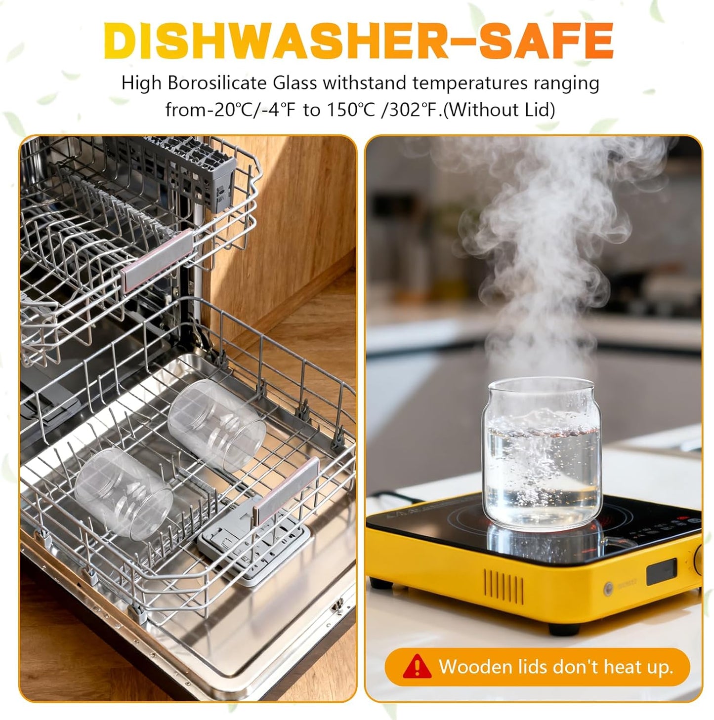 Glass Spice Jars Seasoning Containers Small Glass Jars with Lids Airtight Food Storage Canister for Kitchen Pantry Sugar Tea Coffee Bean Nuts Cookies Herbs Salt (16oz/473ml*2 Pcs)