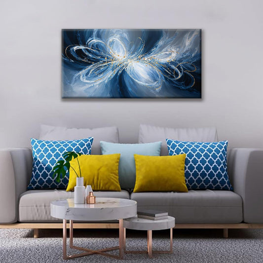 Modern White Blue Wall Art Decor Ready To Hang Room Wall Decor Artwork Abstract Wall Art For Living Room Office Kitchen Bathroom Bedroom Canvas Prints 20x40 Inch