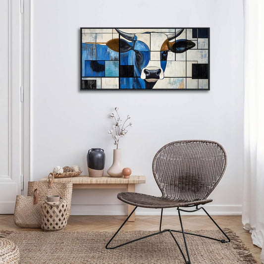 QZQCBLC Cow Canvas Wall Art - Large Black and White Pictures Artwork Abstract Modern Funny Western Wall Decor for Living room Bedroom Bathroom kitchen Home Office Painting 20x40 IN