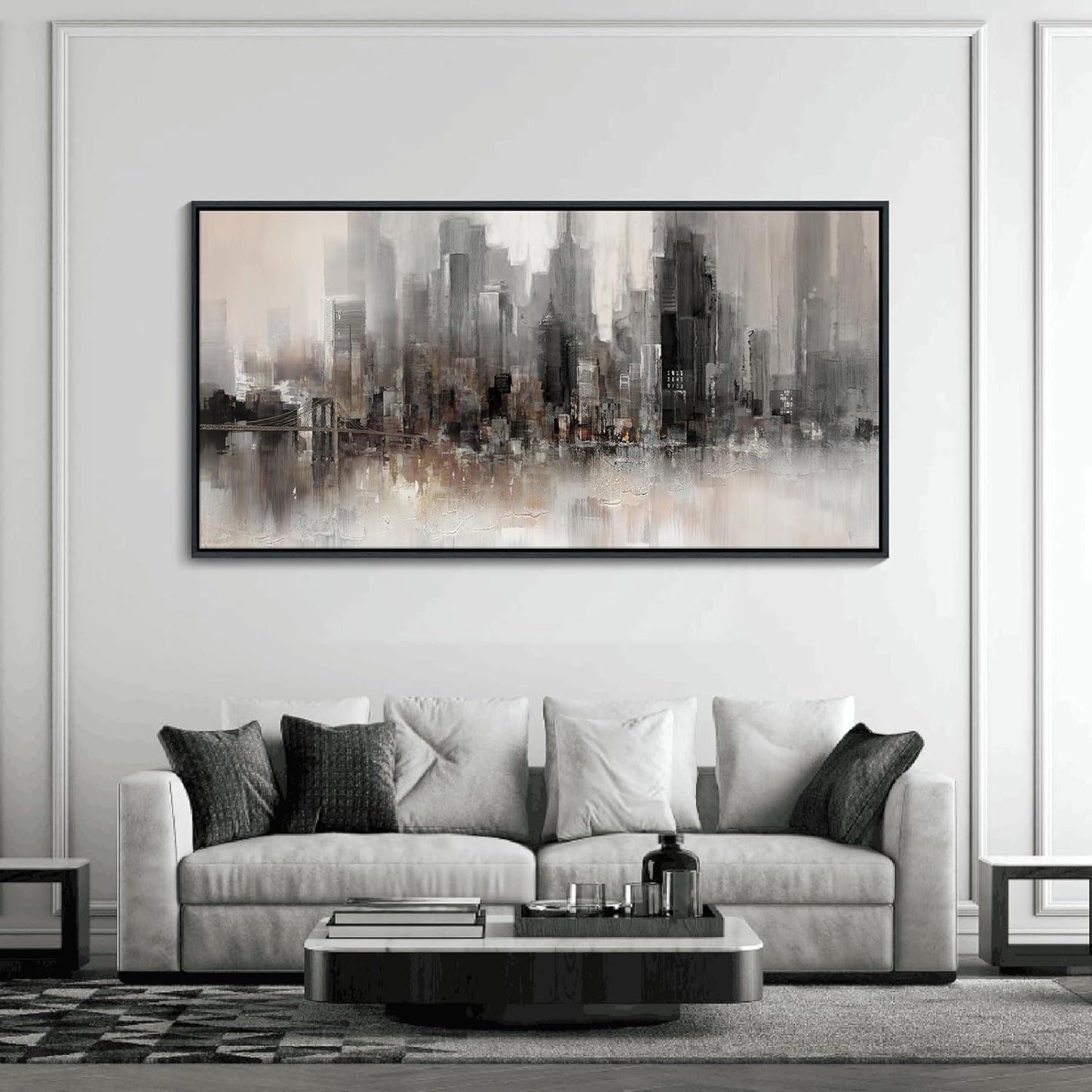 YDYSUNE NYC WALL ART Framed Ready to Hang Home Decor Black White Artwork Wall Art Prints Canvas Painting Large Size for Living Room Bedroom Office Decoration