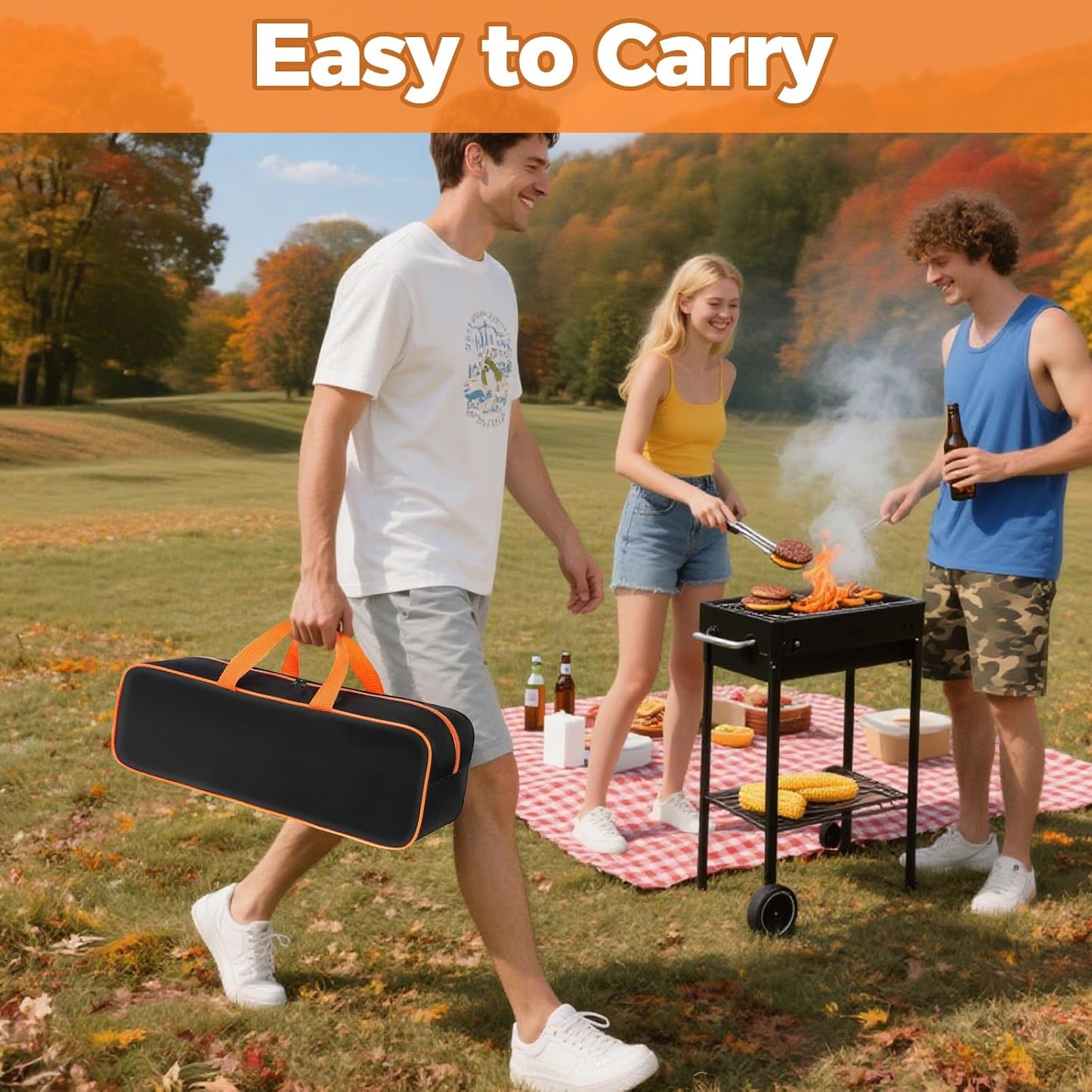 Grill Tool Storage Bag, 24" x 8" x 8" Large Capacity Grill Accessory Storage, 1680D Heavy-Duty Grill Utensil Storage, Accessories Storage Compatible with Blackstone, Perfect for Outdoor Grilling