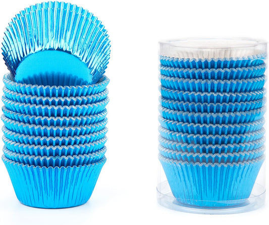 Gifbera Blue Foil Cupcake Liners Standard Muffin Wrappers for Baking, 200-Count
