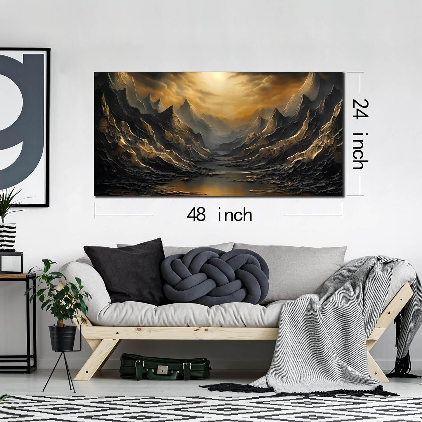 Mountain Wall Art for Living Room Bedroom Office Large Landscape Canvas Pictures Sunset Nature Wall Decor 24x48 Modern Artwork