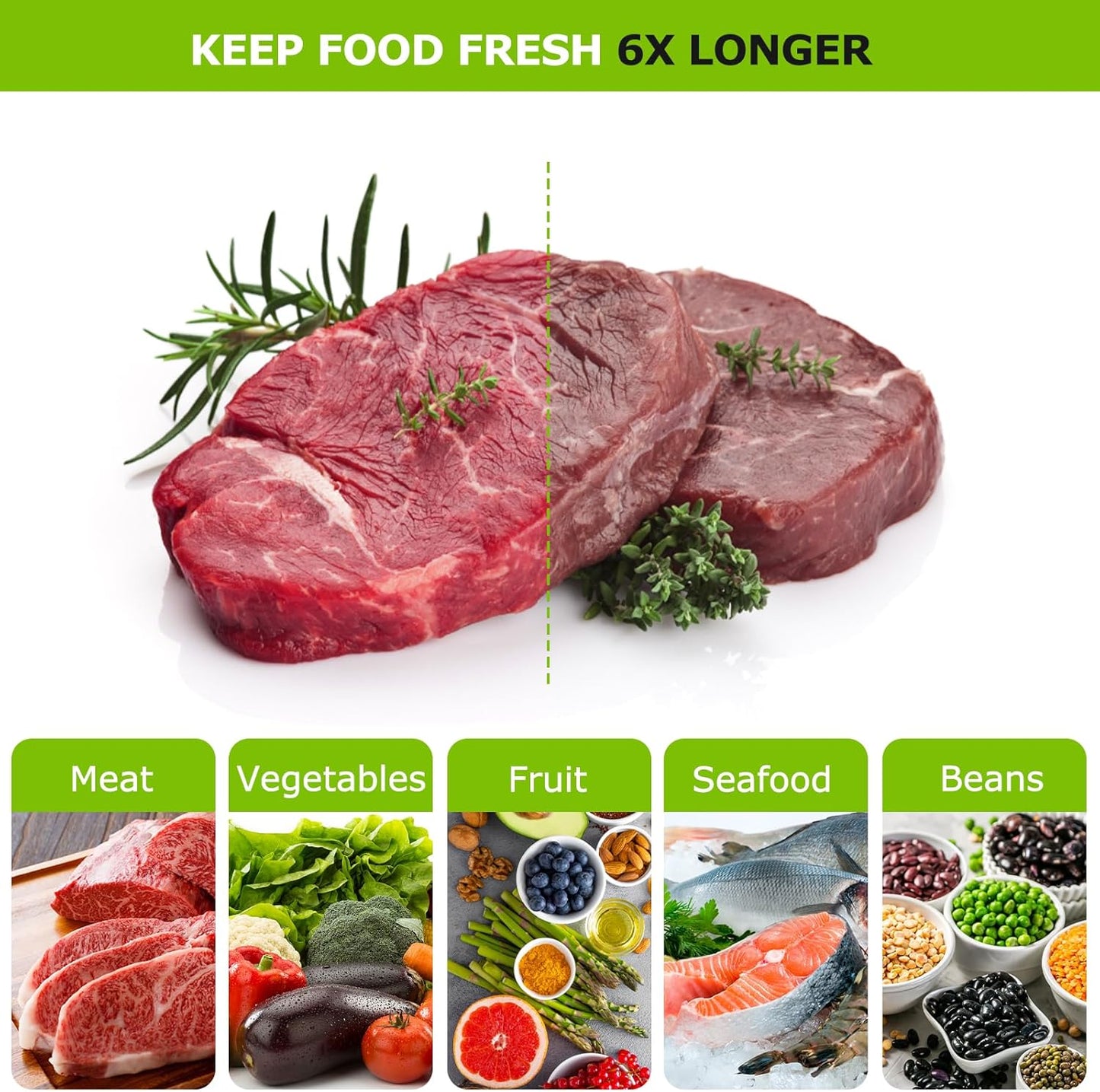 Bonsenkitchen Precut Vacuum Sealer Bags, 100 Gallon 11" x 16" Food Sealer Bags, Food Grade, BPA Free, Heavy Duty, Customized Vacuum Bags for Vac Storage, Meal Prep or Sous Vide Cooking, VB3214