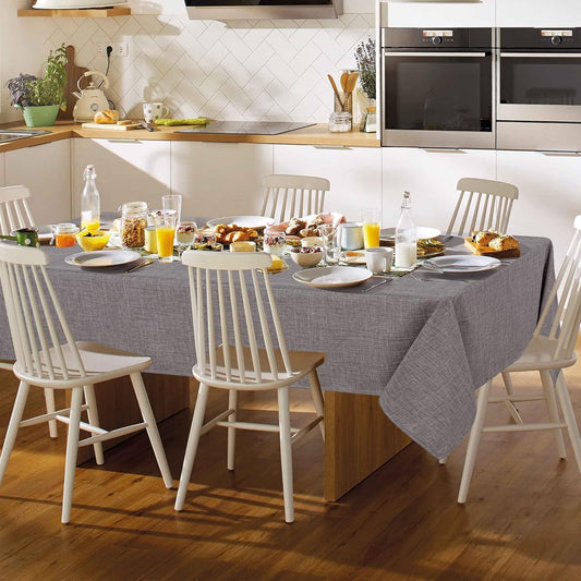 Fitable Linen Textured Tablecloth Rectangle Washable Fabric Flax Linen Table Cloth for 8 Foot Tables, Kitchen Table Cover for Gathering Dining, Party, Farmhouse, Reception (Stone, 54 x 108 Inch)