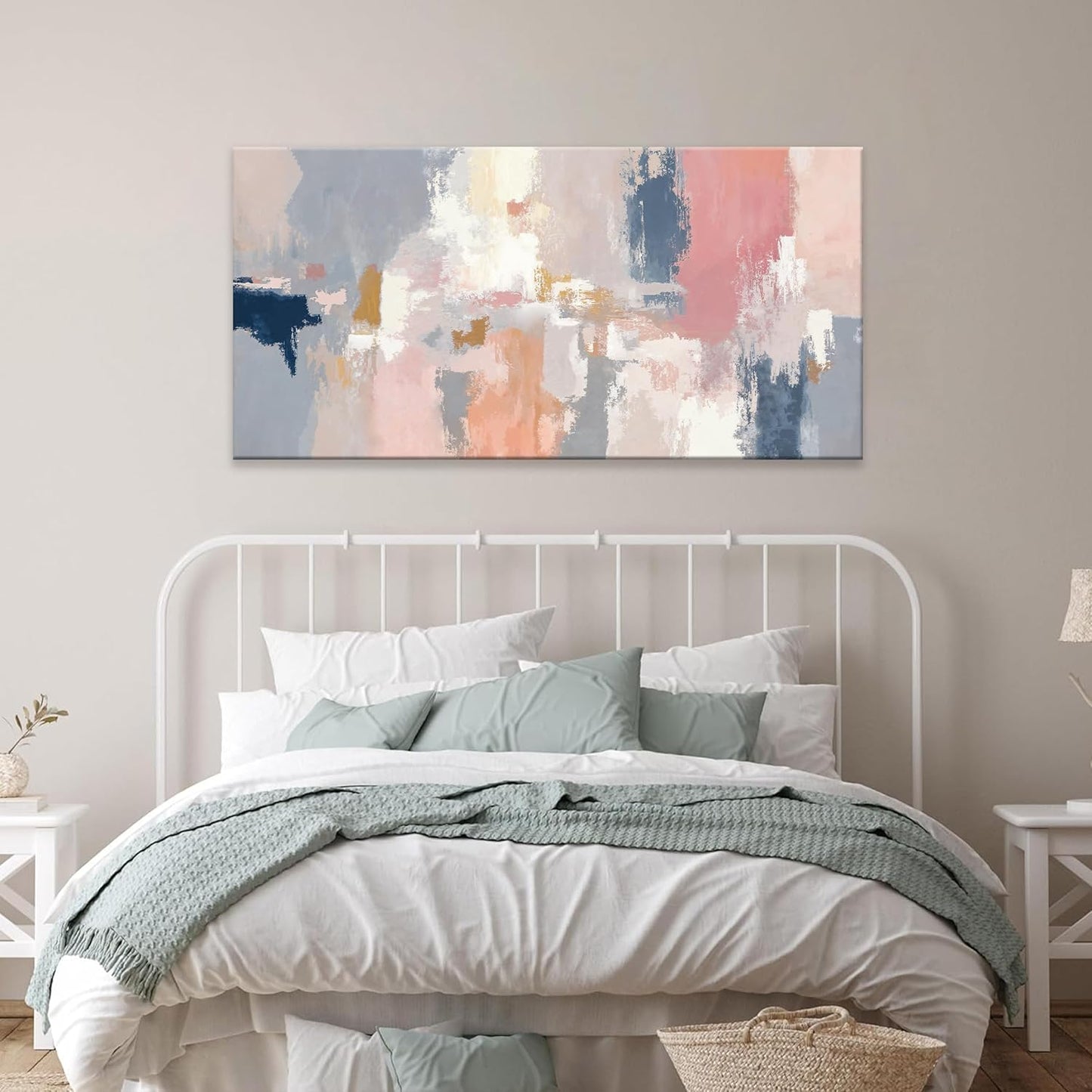 Abstract Pink And Gray Wall Art Decor Modern Artwork Decorations Canvas Prints Pictures Minimalist Wall Art For Bedroom Living Room Kitchen Bathroom 24x48 Inch Home Wall Decor